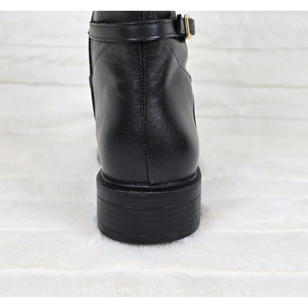 Arezzo Women's Mckenna Low Block Black‎ Leather BootsSize 6.5 M